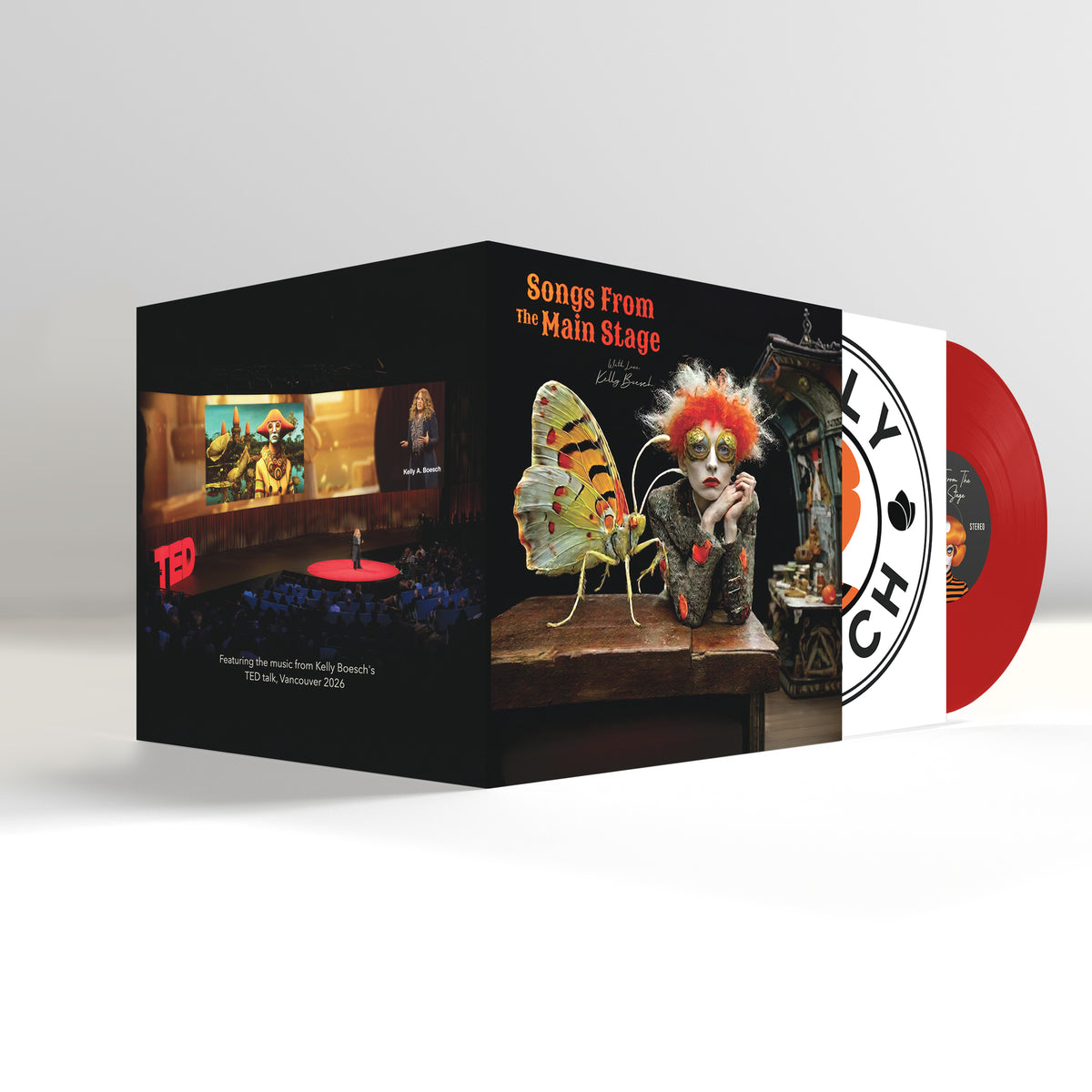 Kelly Boesch-Limited Edition 10" Red Vinyl — Gatefold with 4,  8x8 Giclée Prints