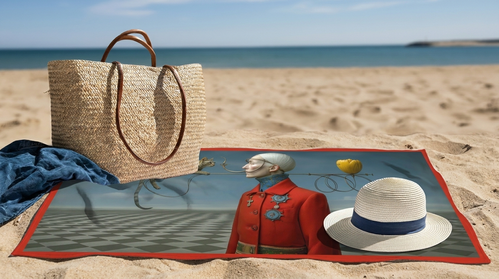 Beach Towel-Lady With A Cat-Kelly Boesch Design